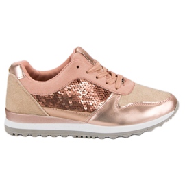 Zapatos deportivos con lentejuelas rosado