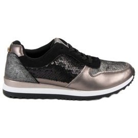 Zapatos deportivos con lentejuelas negro gris amarillo