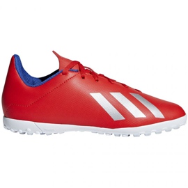 Botas de fútbol adidas X 18.4 Tf Jr BB9417 rojo naranjas y rojos