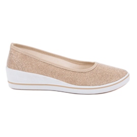 Comer Zapatillas de cuña doradas dorado