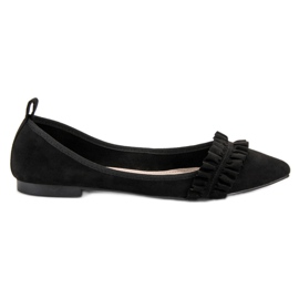 Corina Bailarinas de ante con volante negro Corina Bailarinas de ante con volante negro