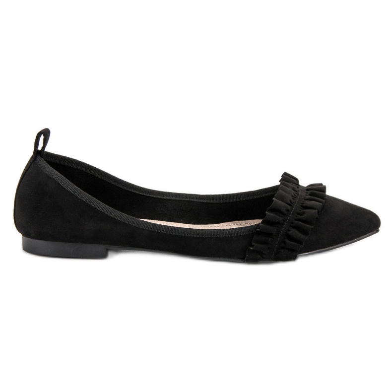 Corina Bailarinas de ante con volante negro