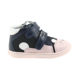 Botines zapatos infantiles cierre adhesivo conejo Bartek 11702 blanco azul marino rosado