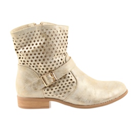 M.Daszyński Botas casual de mujer SA142 dorado marrón amarillo