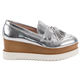Corina Mocasines plateados con cuña gris Corina Mocasines plateados con cuña gris