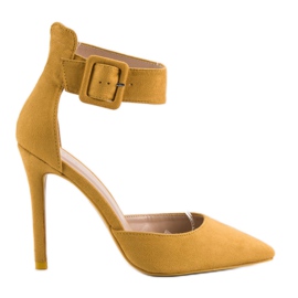 Tacones De Ante Mostaza amarillo