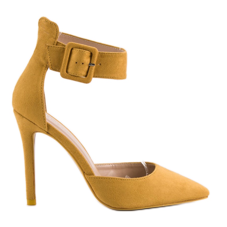 Tacones De Ante Mostaza amarillo