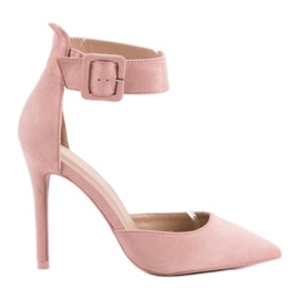Tacones de ante rosa rosado