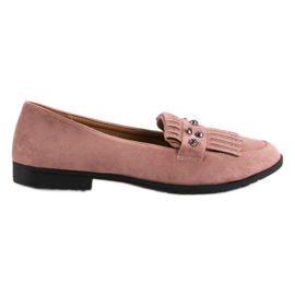 Laura Mode Mocasines de ante en polvo rosado