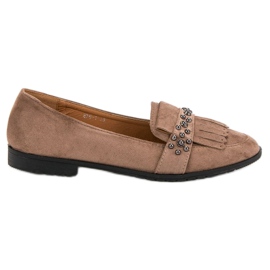 Laura Mode Mocasines beige con pedrería