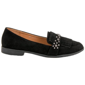 Laura Mode Mocasines negros con pedrería