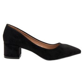 Diamantique Zapatos de tacón de ante en tacón plano negro