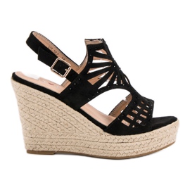 Top Shoes Sandalias de cuña caladas negro
