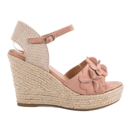 Top Shoes Sandalias en polvo con flores rosa
