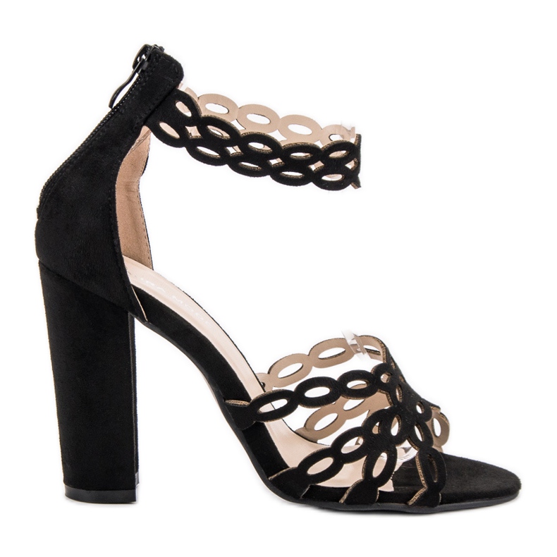 Laura Mode Sandalias negras en una barra negro Laura Mode Sandalias negras en una barra negro