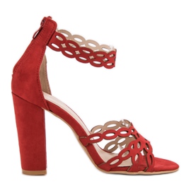 Laura Mode Sandalias rojas en una barra rojo