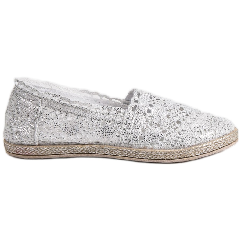 Sweet Shoes Alpargatas de encaje plateadas gris