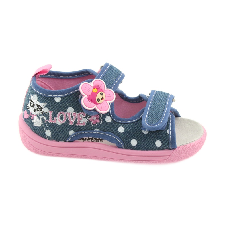 American Club Zapatos para niños zapatillas sandalias jeans gatito americano 39/19 blanco azul rosado