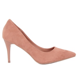 Tacones altos de ante rosa 100-828ES-1 Rosa rosado