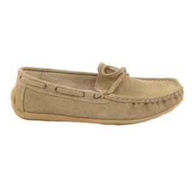 Mocasines de mujer American Club JK08 de piel beige