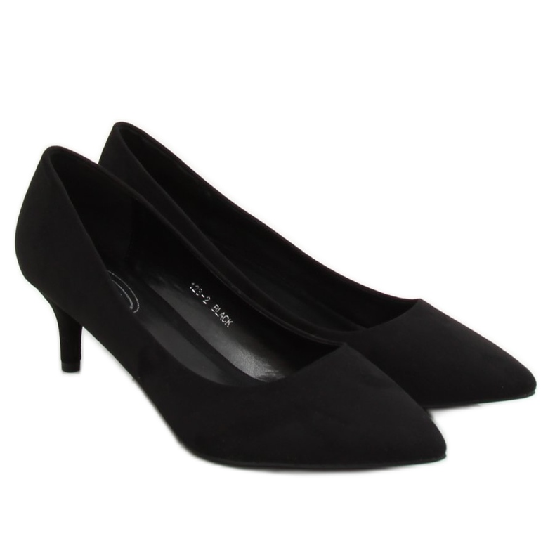 Zapatos de salón tacones bajos negro 123-2 Negro