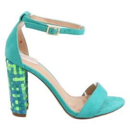 Sandalias tacón menta 708-24 Azul multicolor
