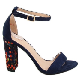 Sandalias de tacón azul marino 708-24 Navy multicolor