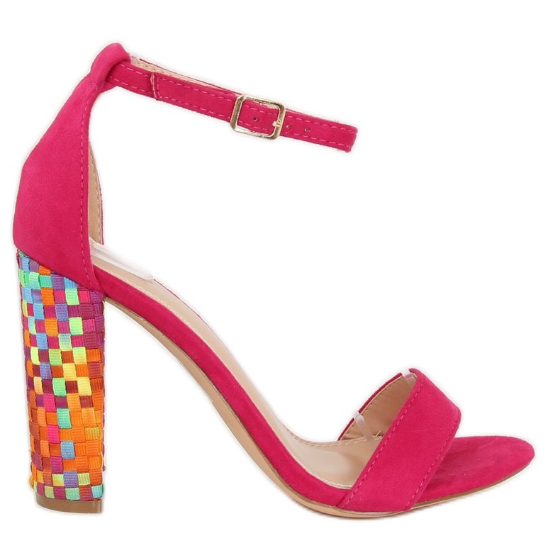 Sandalia tacón fucsia 708-24 Fucsia multicolor rosado