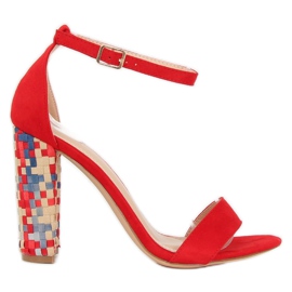 Sandalias rojas de tacón 708-24 Red multicolor rojo