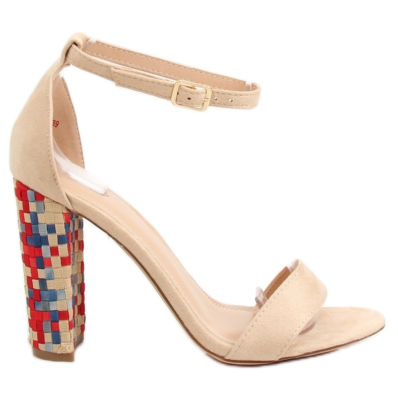 Sandalias de tacón beige 708-24 Beige marrón multicolor