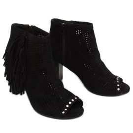 Black AF-9 Botas negras con punta abierta negro