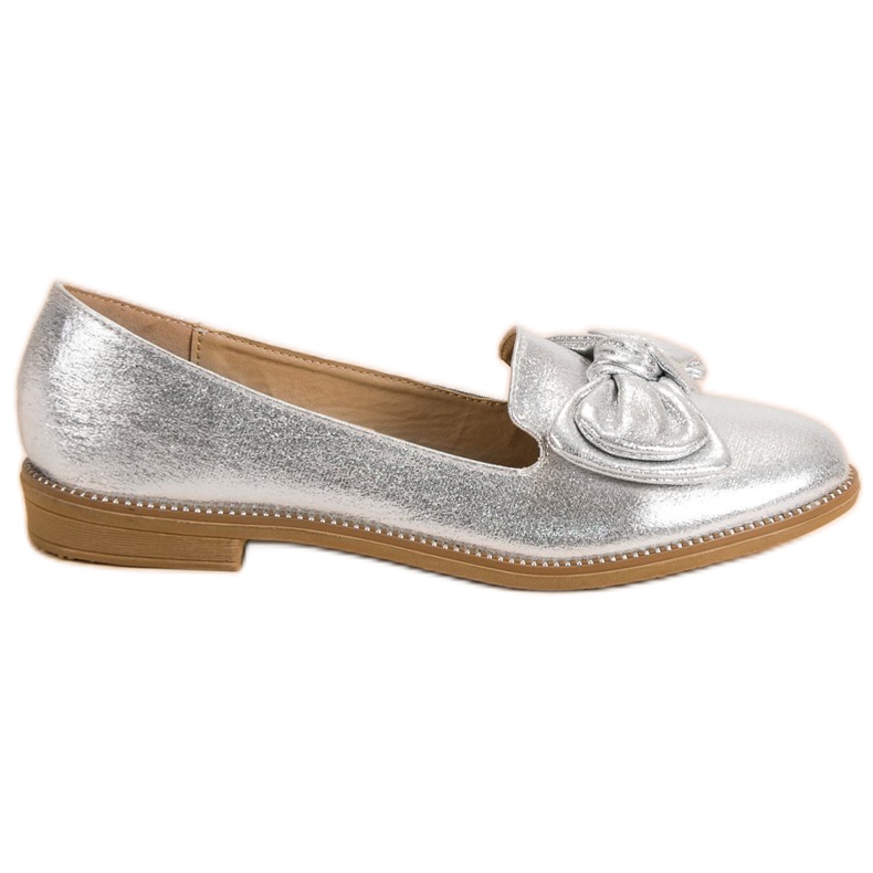 Forever Folie Bailarina plateada con lazo gris