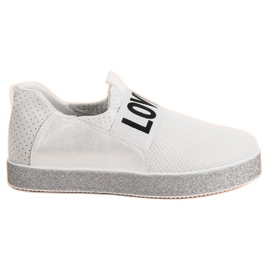 Bestelle Zapatillas slip-on con purpurina blanco