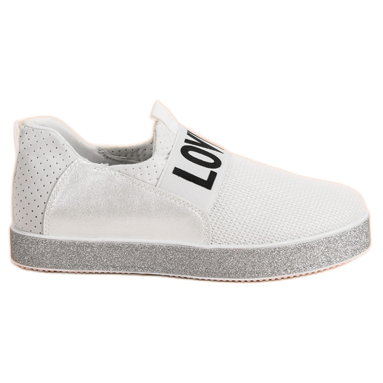 Bestelle Zapatillas slip-on con purpurina blanco