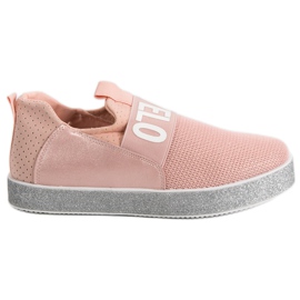 Bestelle Zapatillas slip-on con purpurina rosa