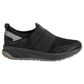 Ideal Shoes Zapatillas cómodas sin cordones negro