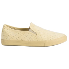 Zapatillas de gamuza sin cordones amarillo