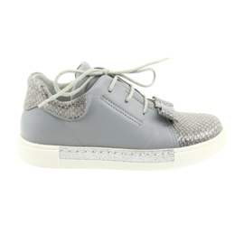 Ren But Zapatos de cuero para niñas 3303 gris-silver