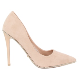 Zapatos de salón con alfiler beige P-6378 Beige