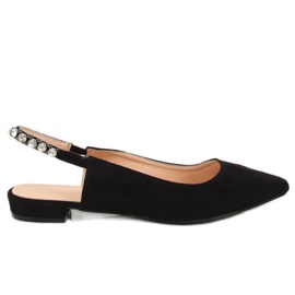 Negro LS5028 Bailarinas negras con tacones abiertos