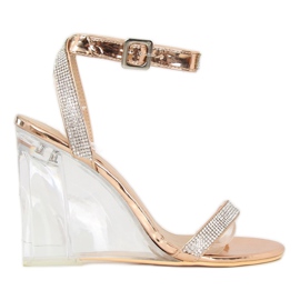 Sandalias con cuña champagne transparente JR1801 Champagne rosa