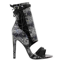Negro Botas de piel de serpiente JR-041 Negro