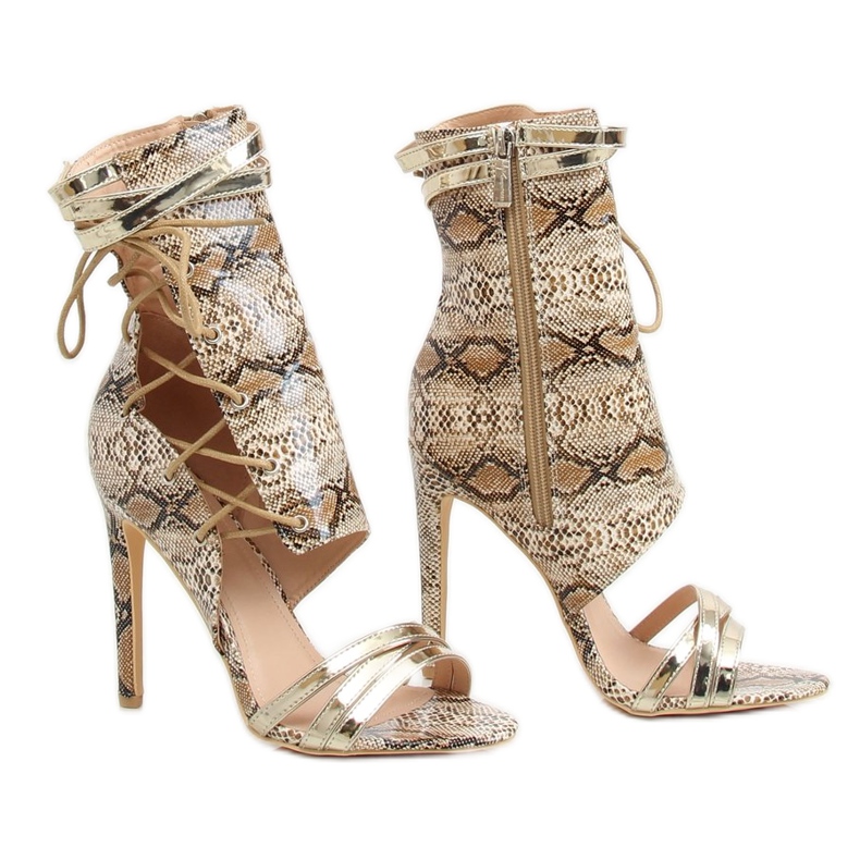 Botas piel de serpiente beige JR-041 Nude marrón multicolor Botas piel de serpiente beige JR-041 Nude marrón multicolor