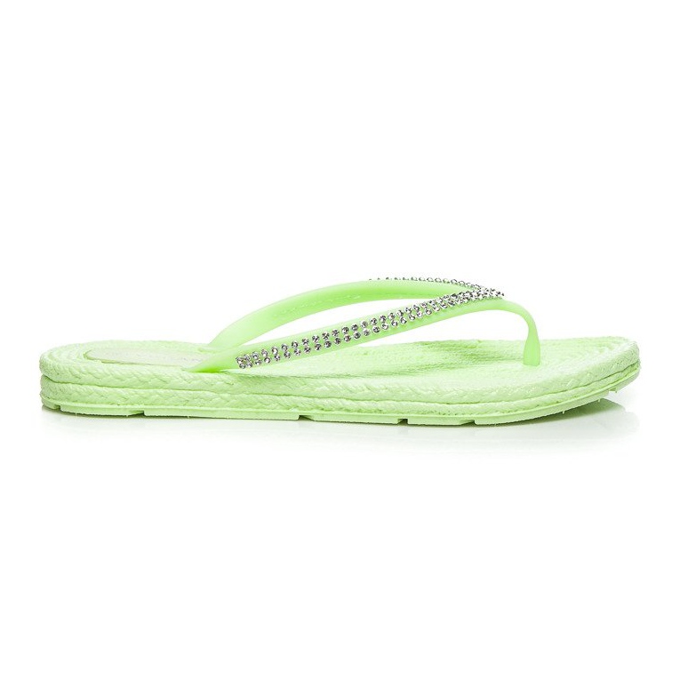VERANICE Chanclas Con Circonita Cúbica verde