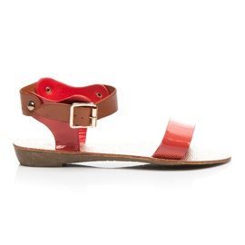 Best Shoes Sandalias planas bicolor rojo