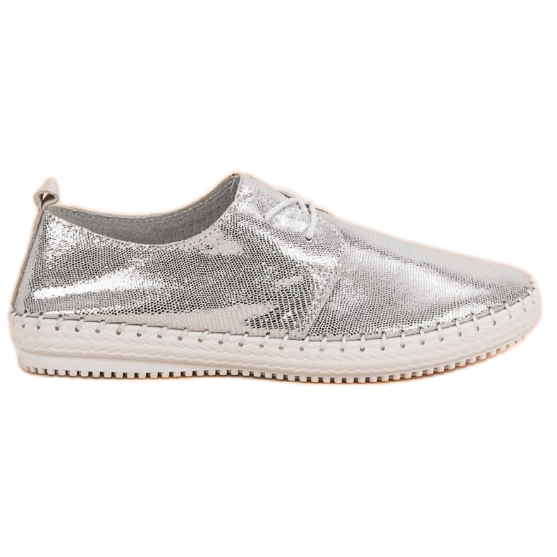 Filippo Zapatos de cuero plateados gris