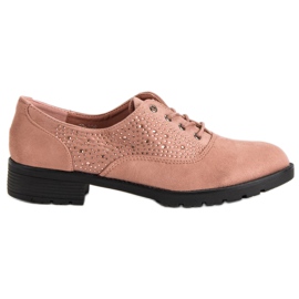 Zapatos brogue de ante en polvo rosado