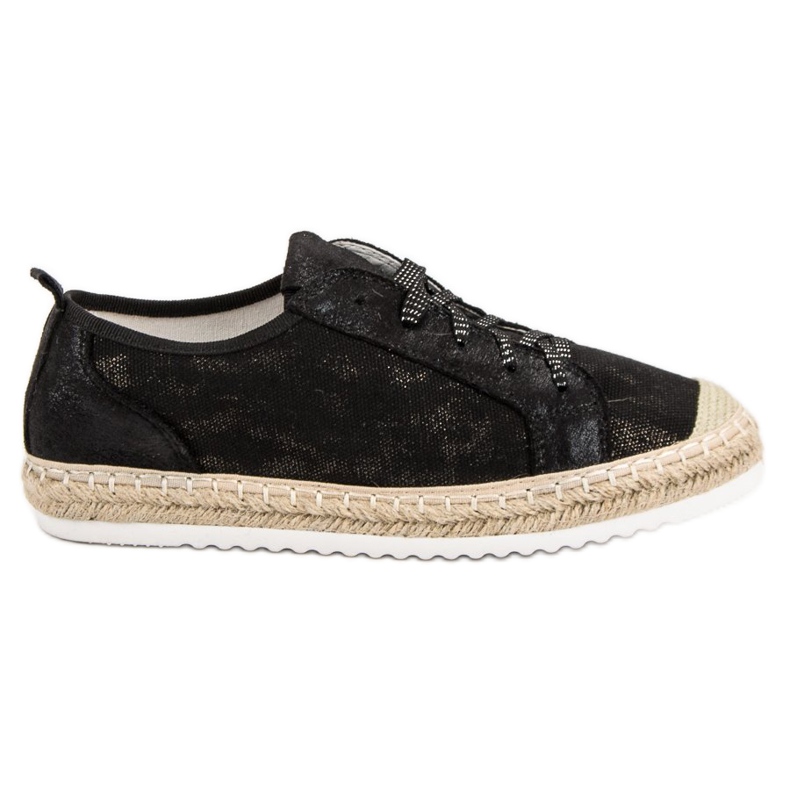 Queentina Alpargatas negras con cordones negro