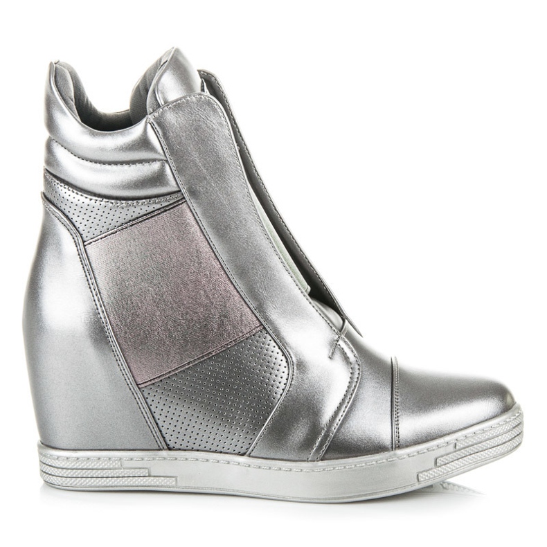 Mtt Sport Zapatillas de cuña plateadas gris