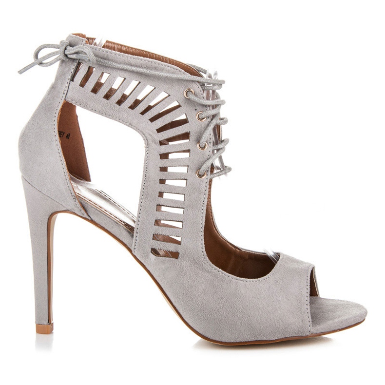Queen Bee Sandalias de ante atadas gris